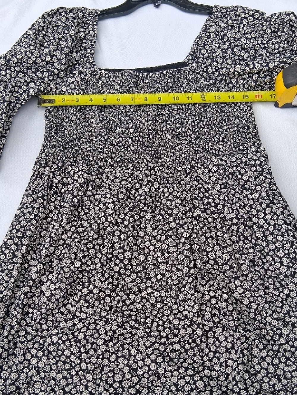 Madewell Black Floral Smocked Square-Neck Mini Dress - Picture 8 of 14